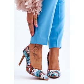 Lewski Shoes Módní kožené boty Leski na vysokém podpatku 2659 zeleno-modré vícebarevný 1