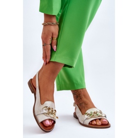 Lewski Shoes Dámské kožené sandály Lewski Boty 3230 Béžovo-zlatá hnědý 2