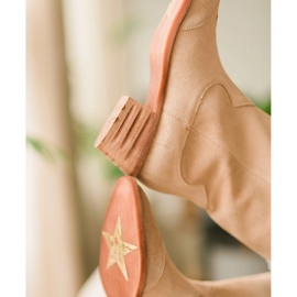 Marco Shoes Béžové kozačky z přírodního semiše béžový 1