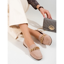 Dámské semišové mokasíny s krystaly Shelovet béžový 2