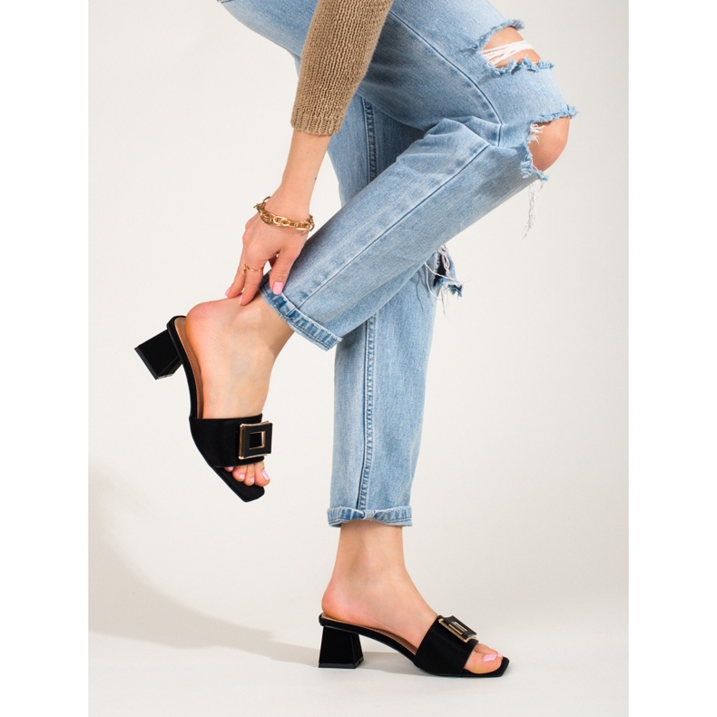 Dámská látka klouže na nízkém podpatku Shelovet černá 2