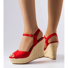 Červené klínové espadrilky od Cécile červený 1