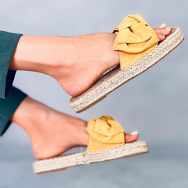 JH115P Pantofle espadrilky ze žlutého medu žluť 2