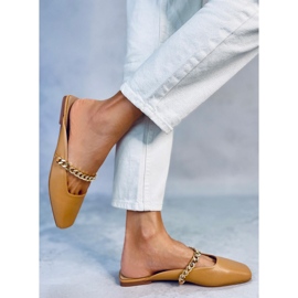 Seastar Pantofle Chiara Camel s řetízkem béžový 2