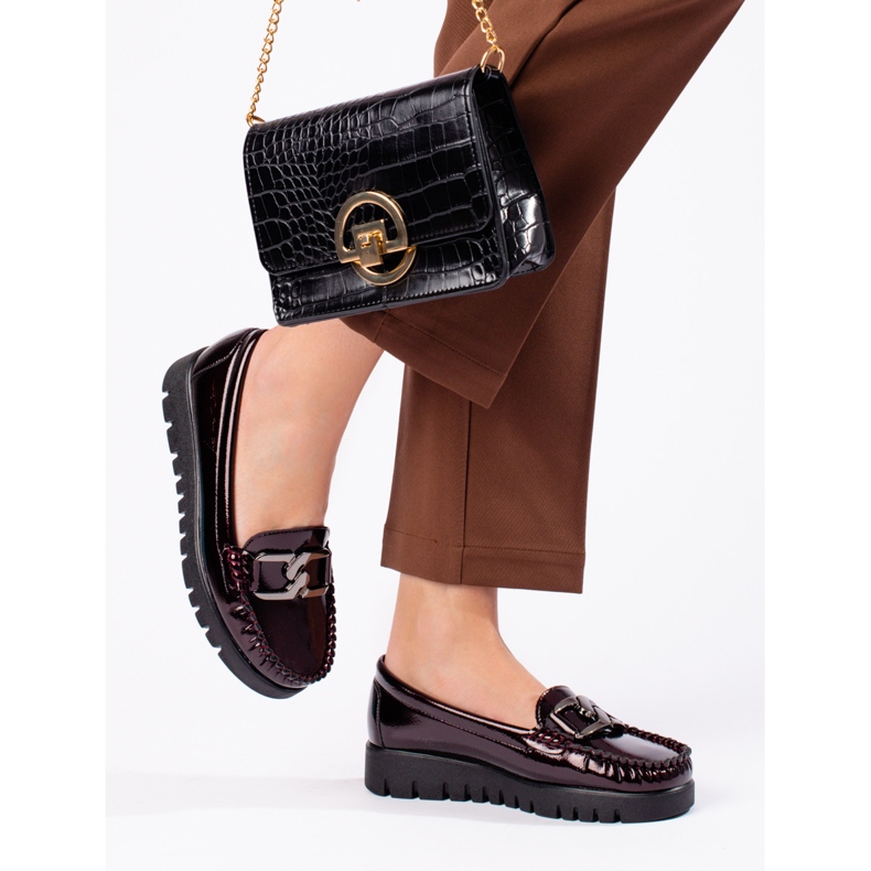 W. Potocki Lakované dámské mokasíny Potocki bordó červené 1