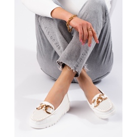 W. Potocki Mokasíny na silné podrážce s řetízkem Potocki bílé bílý 2