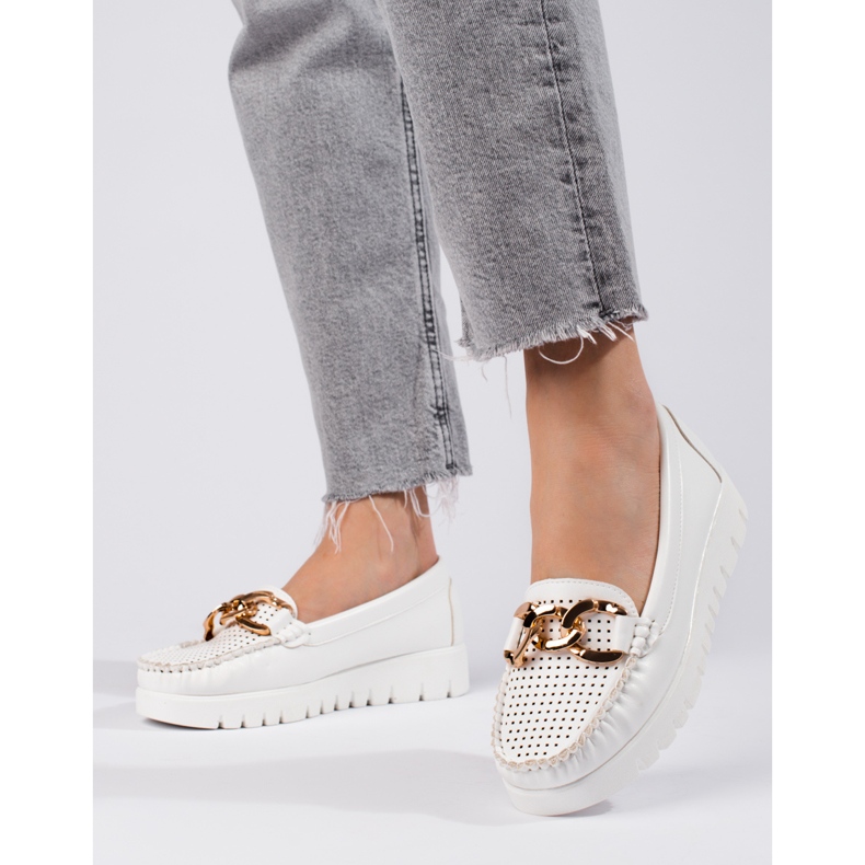 W. Potocki Mokasíny na silné podrážce s řetízkem Potocki bílé bílý 1