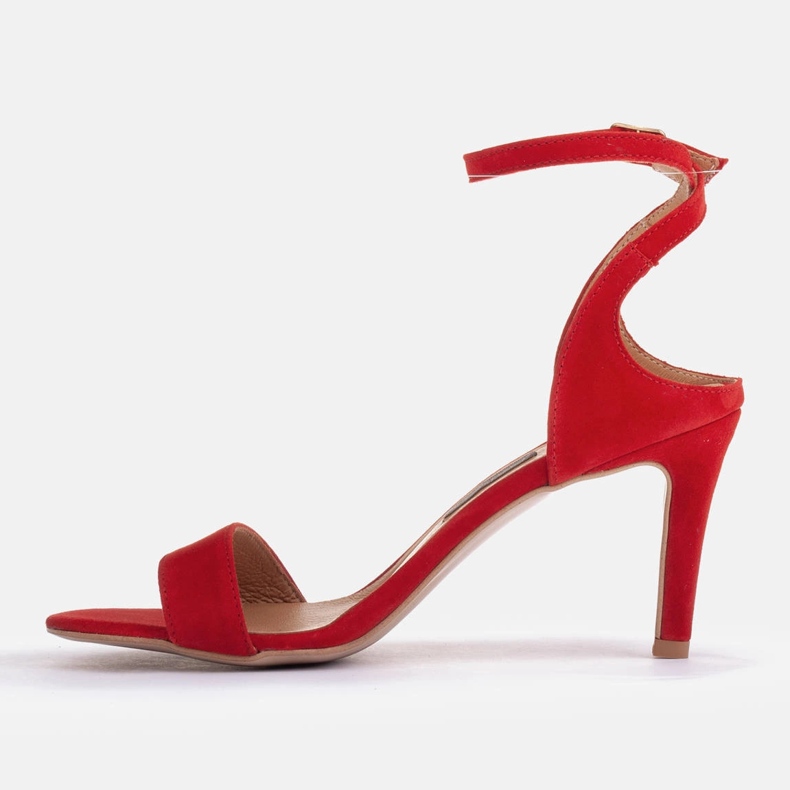 Marco Shoes Elegantní sandály vyrobené z přírodního semiše červený 1