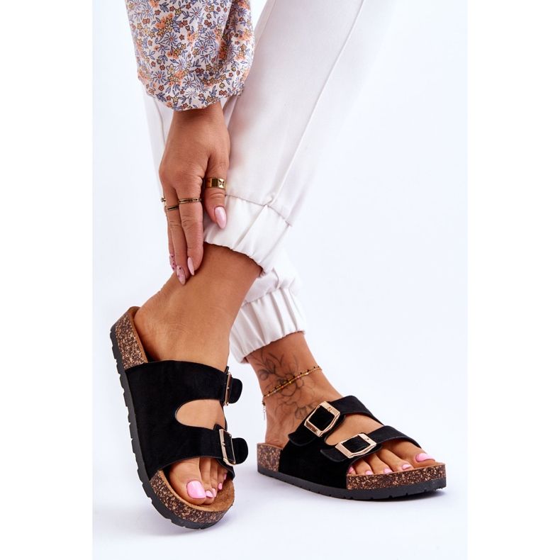 Dámské nazouvací sandály na korkových podrážkách Černá Cortina 2