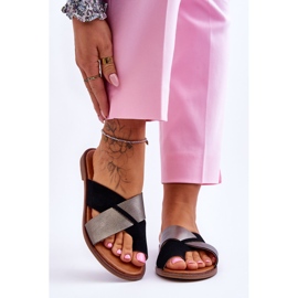 Klasické dámské kožené pantofle Black Platinum Nancy černá 1