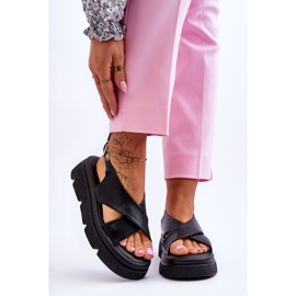 PE1 Módní černé sandály na platformě Chester černý 1
