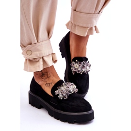 FB2 Dámské zdobené mokasíny na platformě Black Brenda černá 3