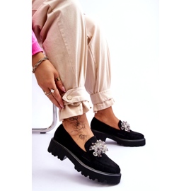 FB2 Dámské zdobené mokasíny na platformě Black Brenda černý 5