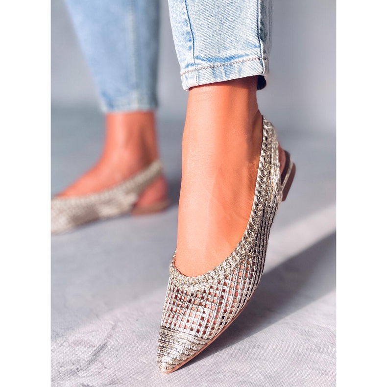 Seastar Prolamované baleríny Grazia Gold s otevřeným podpatkem zlatý 2