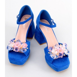 Sandály na širokém podpatku s kamínky Mirella Blue modrý 1