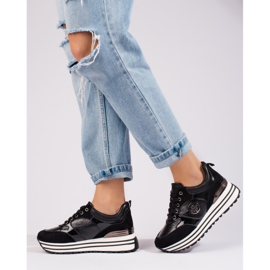 W. Potocki Dámské černé tenisky Potocki na klínku černá 2 W. Potocki Dámské černé tenisky Potocki na klínku černá 2