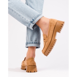 Dámské hnědé semišové mokasíny Shelovet se silnou podrážkou hnědý 1