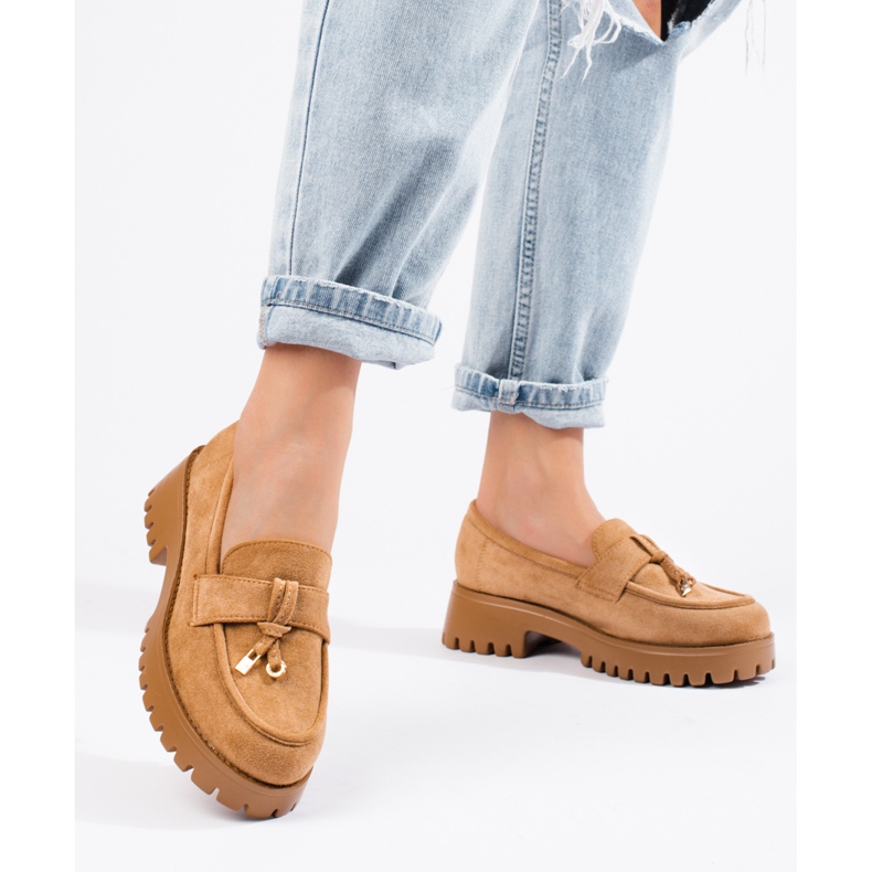 Hnědé dámské mokasíny se silnou podrážkou od Shelovet hnědý 1