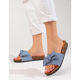 Dámské pruhované pantofle bílo modré Vinceza modrý 1