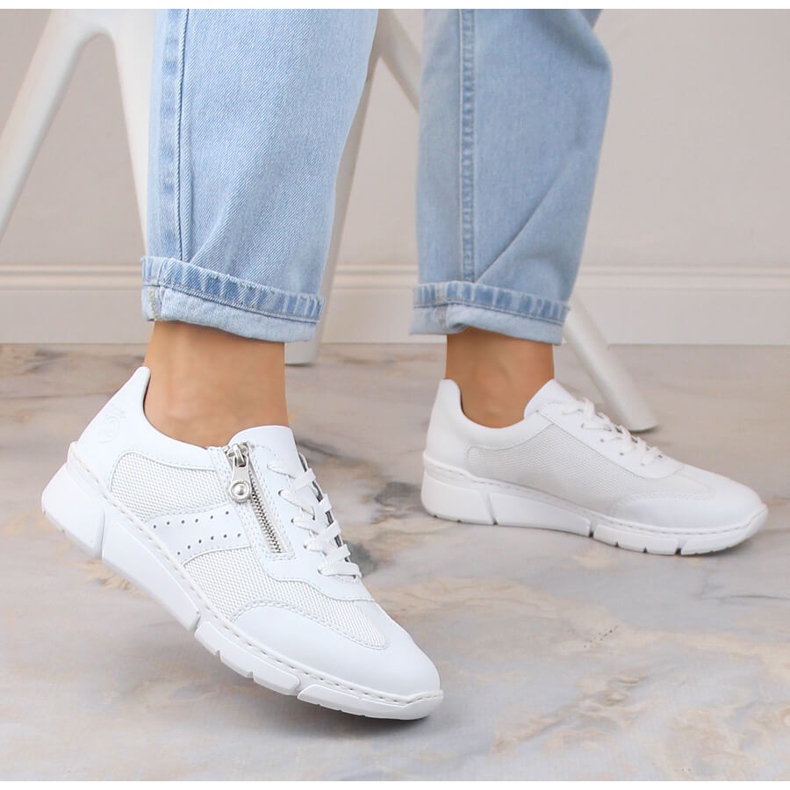 Pohodlná dámská sportovní obuv bílá Rieker M0100-80 bílý 2 Pohodlná dámská sportovní obuv bílá Rieker M0100-80 bílý 2