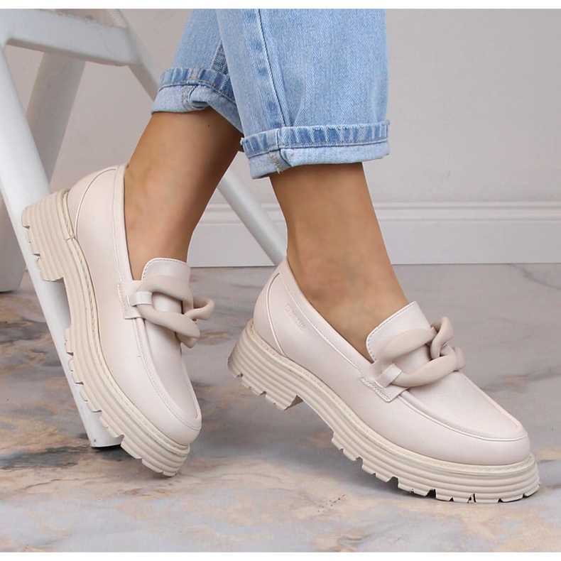 Vysoké podpatky Big Star a mokasíny na platformě s béžovým řetízkem LL274581 1