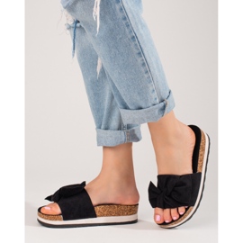 Dámské semišové pantofle na platformě Vinceza černé černá 1