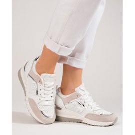 Bílé dámské tenisky na klínku Shelovet bílý 2