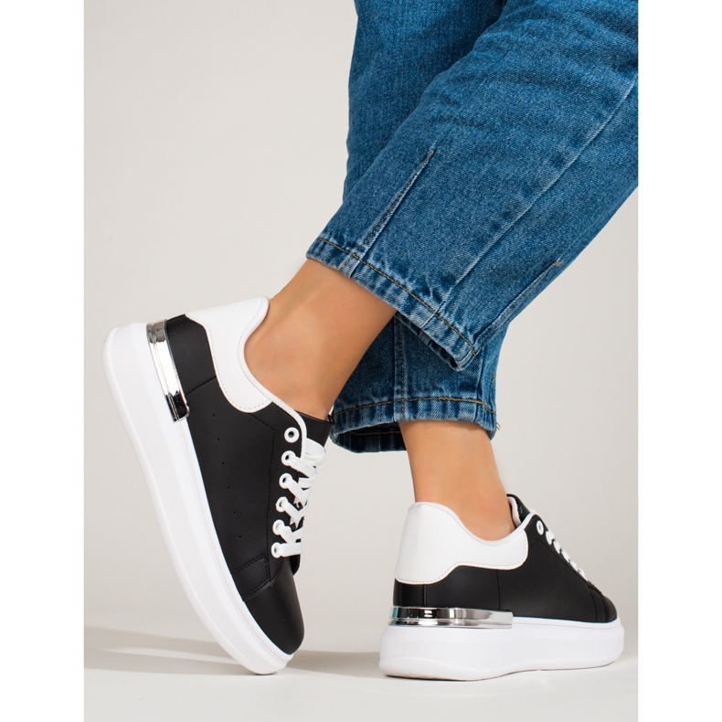 Dámské sportovní boty na vysoké platformě černo-bílé Shelovet černá 1