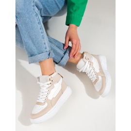 Dámské vysoké tenisky Shelovet béžové a bílé béžový 1