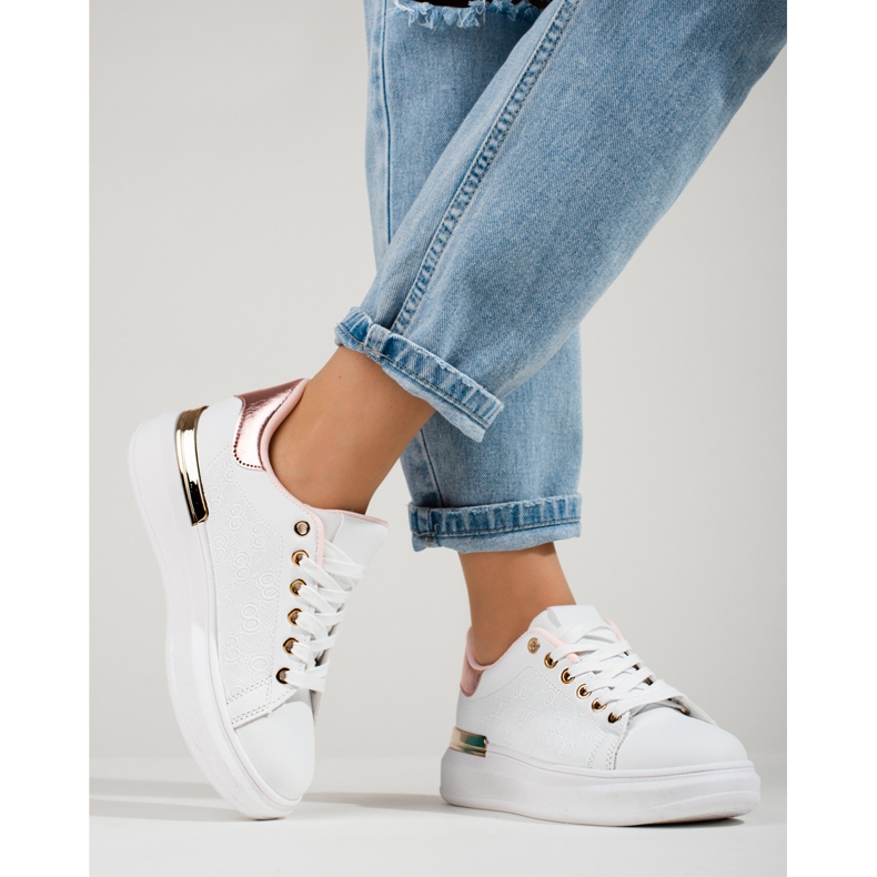 Dámské bílé tenisky Shelovet se zlatou vsadkou bílý 1 Dámské bílé tenisky Shelovet se zlatou vsadkou bílý 1