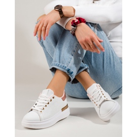 Dámské bílé tenisky Shelovet se zlatou vsadkou bílý 2 Dámské bílé tenisky Shelovet se zlatou vsadkou bílý 2