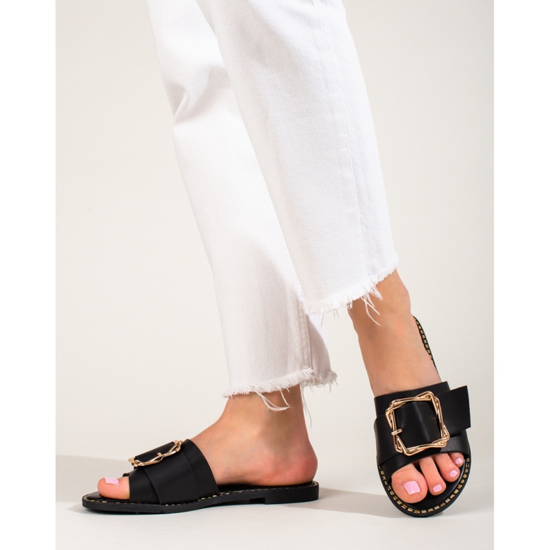 Černé elegantní skluzavky s přezkou Shelovet černá 1