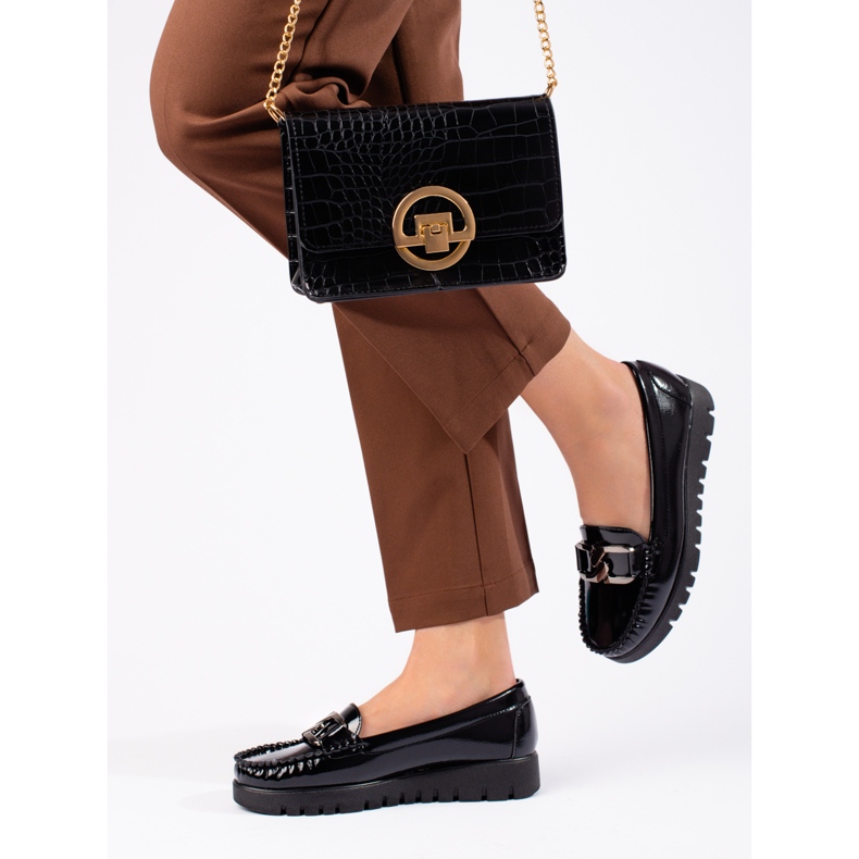 W. Potocki Lakované dámské mokasíny Potocki černé černá 2