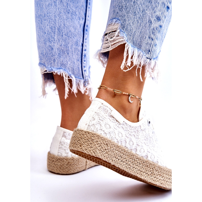 Dámské zapletené tenisky na platformě Big Star LL274199 Bílé bílý 4