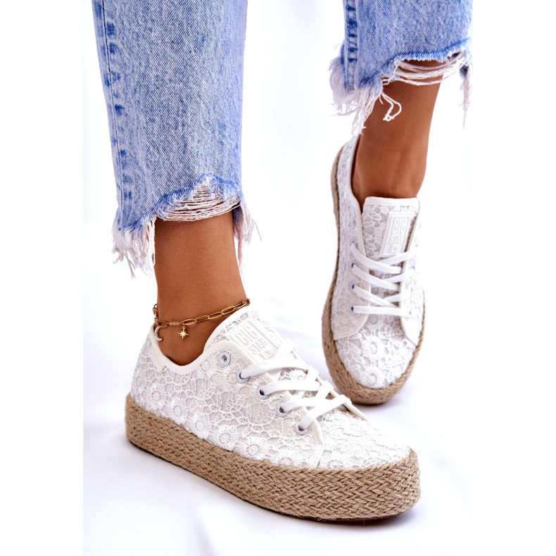 Dámské zapletené tenisky na platformě Big Star LL274199 Bílé bílý 2