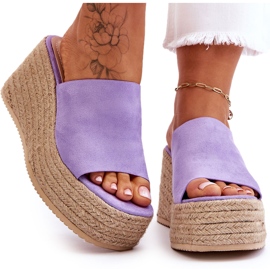 STEPHAN Dámské pantofle na klínku a platformě Fialová Ysabel fialový 4