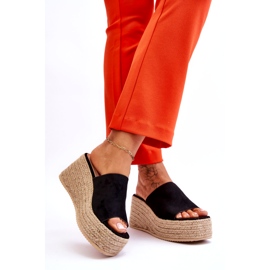 FS1 Dámské pantofle na klínu a platformě černé Ysabel černá 3