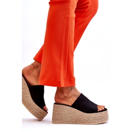 FS1 Dámské pantofle na klínu a platformě černé Ysabel černá 4