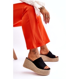 FS1 Dámské pantofle na klínu a platformě černé Ysabel černá 6