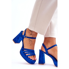 FB2 Dámské semišové sandály na platformě Blue Verda modrý 3