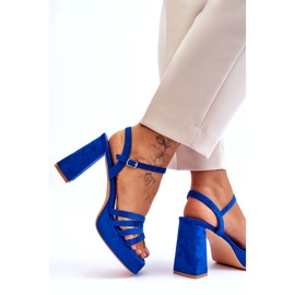 FB2 Dámské semišové sandály na platformě Blue Verda modrý 4