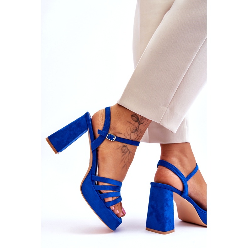 FB2 Dámské semišové sandály na platformě Blue Verda modrý 4
