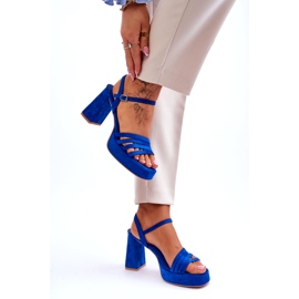 FB2 Dámské semišové sandály na platformě Blue Verda modrý 5