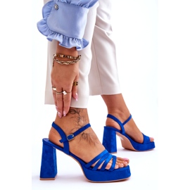 FB2 Dámské semišové sandály na platformě Blue Verda modrý 6