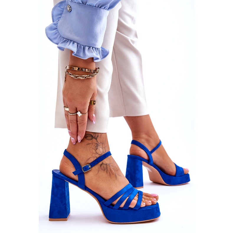 FB2 Dámské semišové sandály na platformě Blue Verda modrý 6