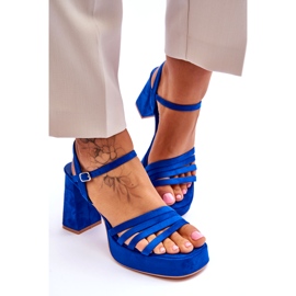 FB2 Dámské semišové sandály na platformě Blue Verda modrý 7