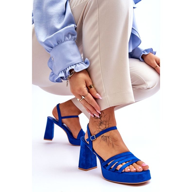FB2 Dámské semišové sandály na platformě Blue Verda modrý 8