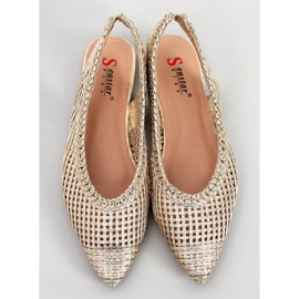 PA1 Prolamované baleríny Grazia Gold s otevřeným podpatkem zlatý 1