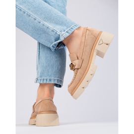 Semišové mokasíny s řetízkem Shelovet béžové béžový 2