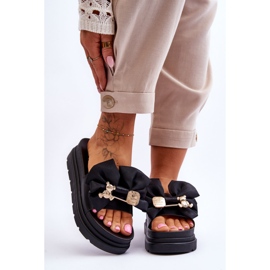 PE1 Pantofle S Mašlí A Dekorativním Medvídkem černá Suzy 2